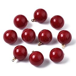 Perle di perle imitazione plastica abs ecologica, con accessori di ottone, tondo, oro, rosso scuro, 16x12mm, Foro: 1.5 mm