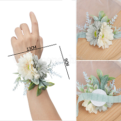 Silk Cloth Imitation Flower Wrist Corsage, Hand Flower for Bride or Bridesmaid, Wedding, Party Decorations, Old Lace, 130x90mm