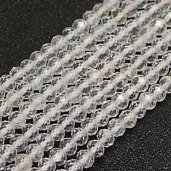 Fili di perle di topazio bianco naturale, sfaccettato, tondo, 2mm, Foro: 0.5 mm, circa 210~220pcs/filo, 15.7 pollice (40 cm)