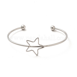 Bracelets manchette en acier inoxydable star 201 pour femmes filles, couleur inoxydable, diamètre intérieur: 2-1/8~2-5/8 pouce (5.4~6.65 cm)
