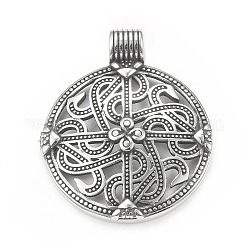 Viking Odin 304 Stainless Steel Pendants, Flat Round with Cross Charm, Antique Silver, 43x35x7mm, Hole: 5mm