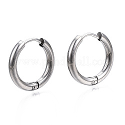 Ottone orecchini a cerchio Huggie, nichel libero, anello, Vero platino placcato, 17x2.5mm, ago :0.9mm
