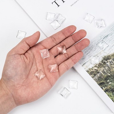 Transparentem Glas Quadrat Cabochon&nbsp;GGLA-S022-15mm-1