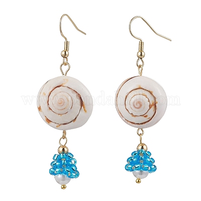 Muschelglas-Ohrhänger&nbsp;EJEW-MZ00424-05-1