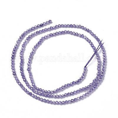 15 In Strand of 3 MM Cubic Zirconia Round Faceted Beads- Purple