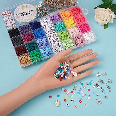 DIY Heishi Bracelet Making Kit, Including Disc/Flat Round Polymer Clay  Beads, Acrylic & ABS Plastic & CCB Plastic Beads, Elastic Thread, Mixed  Color