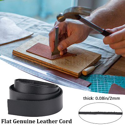 Wholesale GORGECRAFT 3 Roll 25mm Wide Flat Leather Cord Genuine