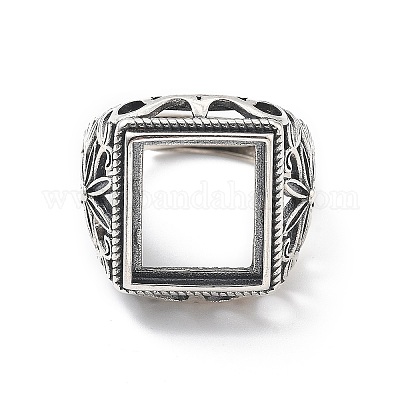 Composants de bague réglable en argent sterling avec fleur 925&nbsp;STER-C011-11AS-1