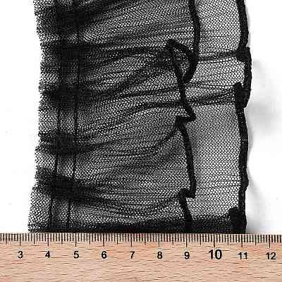BENECREAT Bordo in Pizzo Pieghettato in Poliestere da 7.3m, Nastro in Pizzo Arricciato Nero Largo 40mm con Bordo Bianco per Accessori di Abbigliamento Decorazione di Cucito Artigianale Fai-da-Te