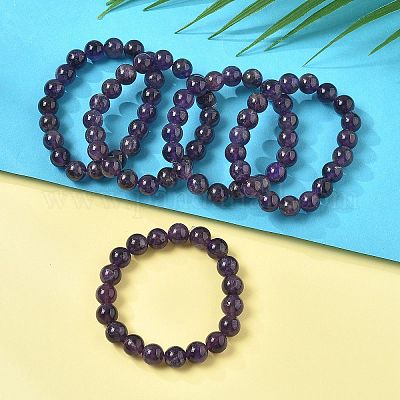 Brazaletes naturales de amatista&nbsp;BJEW-K212-C-034-1