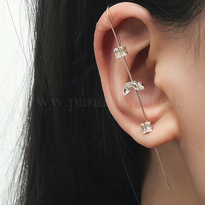 Laiton strass manchette boucles d'oreilles&nbsp;WGB6093-04-1