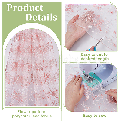Polyester-Spitzenstoff mit Blumenmuster&nbsp;DIY-WH0591-145-1