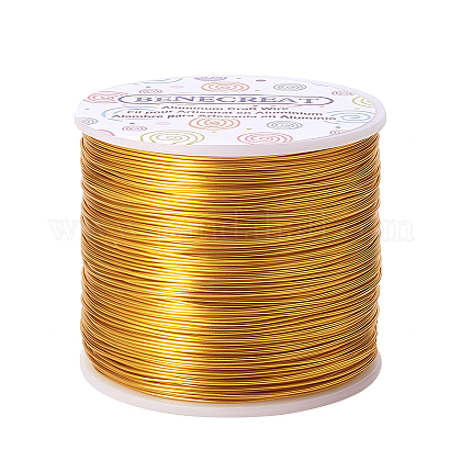 BENECREAT 20 Gauge (0.8mm) Aluminum Wire 770FT (235m) Anodized Jewelry Craft Making Beading Floral Colored Aluminum Craft Wire - Light Gold AW-BC0001-0.8mm-08-1
