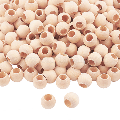 PandaHall 300 Pcs 14mm Natural Unfinished Wood Spacer Beads Large Hole Round Ball Wooden Loose Beads for Crafts DIY Jewelry Bracelet Making Christmas Decoration WOOD-PH0009-04D-1