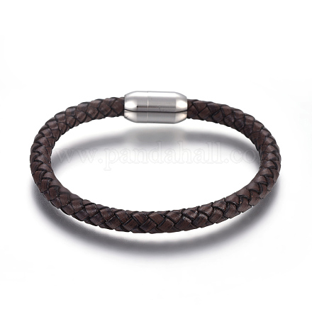 Кожаные браслеты плетеного шнура BJEW-E352-26P-1