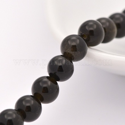 Natural Golden Sheen Obsidian Beads Strands G-P088-41-10mm-1