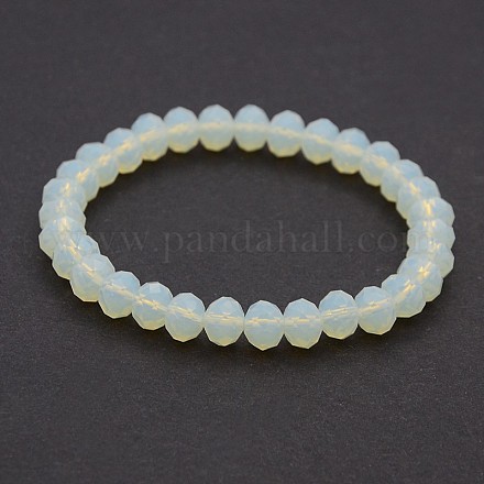 Faceted Opaque Solid Color Crystal Glass Rondelle Beads Stretch Bracelets BJEW-F072-14-1