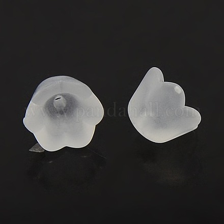 Gros chapeaux de perles acryliques transparentes givrées tulipes givrées X-PL543-1-1