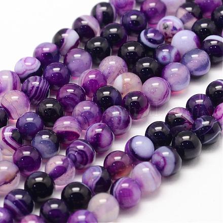 Chapelets de perles en agate rayée naturelle/agate à bandes G-K155-A-6mm-11-1