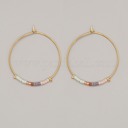 Glass Seed Beaded Hoop Earrings XS8443-3-1