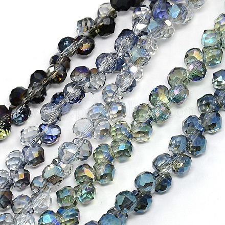 Faceted Electroplate Transparent Glass Teardrop Beads Strands EGLA-F079-M-1