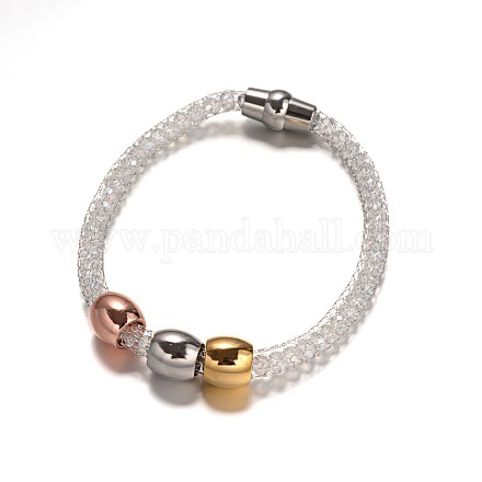 304 acier inoxydable bracelets des mailles des filets X-BJEW-I196-24P-1