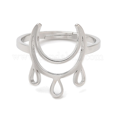 304 регулируемое кольцо в виде полумесяца из нержавеющей стали для женщин RJEW-M149-11P-1