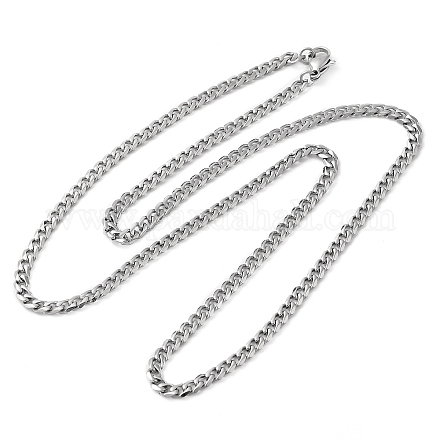 304 collar de cadena de eslabones cubanos de acero inoxidable para hombres y mujeres NJEW-C013-02P-1