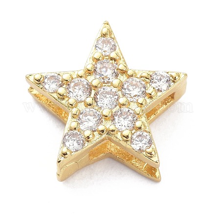 Brass Micro Pave Clear Cubic Zirconia Slide Charms ZIRC-P085-03G-1