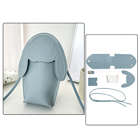 Kit per la creazione di borse per telefono in pelle sintetica fai da te con coniglio WG79114-03-1