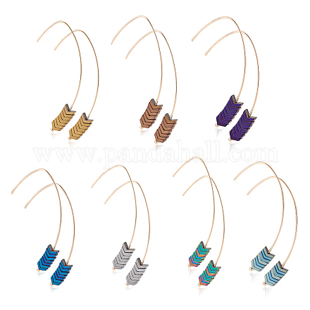 Anattasoul 7 Paar Pfeil-Ohrhänger aus natürlichem Hämatit in 7 Farben EJEW-AN0001-43-1