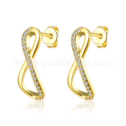 Infinity Brass Cubic Zirconia Stud Earrings EJEW-BB15200-A-1