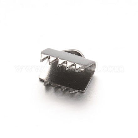 304ステンレス鋼リボンカシメエンドパーツ  長方形  ステンレス鋼色  6x6.5mm  穴：2.5x1.5mm STAS-G130-11A-1