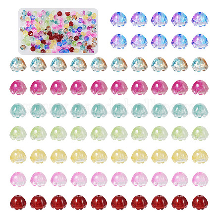 128 pieza de cuentas de vidrio pintadas con spray transparente de 8 colores. GLAA-TA0001-26-1