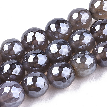 Galvanisieren natürliche Achat Perlen Stränge G-T131-55-30-1