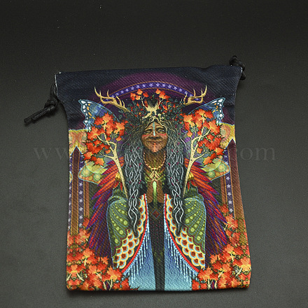 Double-Sided Printed Velvet Tarot Cards Storage Drawstring Bags ZODI-PW0002-02T-1