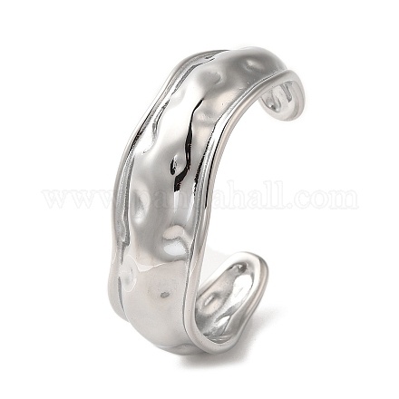 304ステンレス鋼の織り目加工の袖口の腕輪  ステンレス鋼色  内径：2-1/2インチ（6.3cm） BJEW-Q773-07P-1
