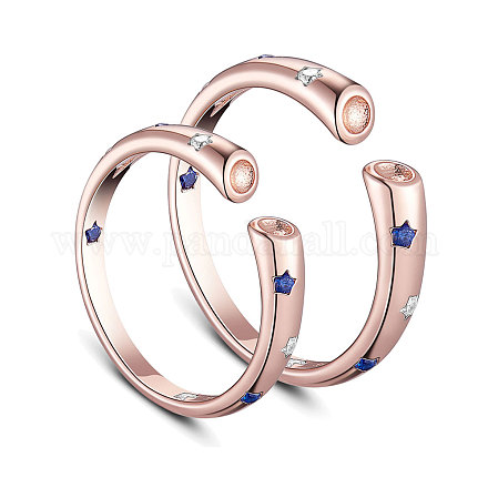 Shegrace ajustable 925 anillos de dedo de pareja de plata esterlina JR407C-1