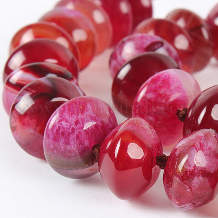 Glossy Dyed Natural Agate Rondelle Bead Strands G-E212-09-1