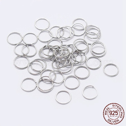 Rhodium Plated 925 Sterling Silver Open Jump Rings STER-F036-02P-0.9x4mm-1