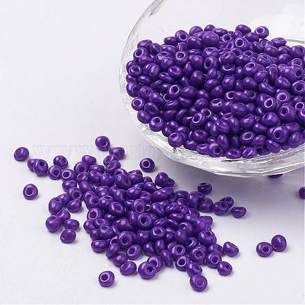オペークガラスシードビーズ  フリンジドロップビーズ  暗紫色  4~5x3mm  穴：1mm  約862個/50g X-SEED-R032-A11-1