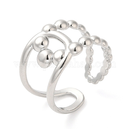 304 Stainless Steel Hollow Knot Open Cuff Ring for Women RJEW-I098-29P-1