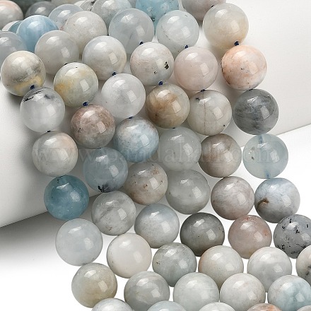 Natürliche Aquamarin Perlen Stränge G-F591-29A-12mm-02-1