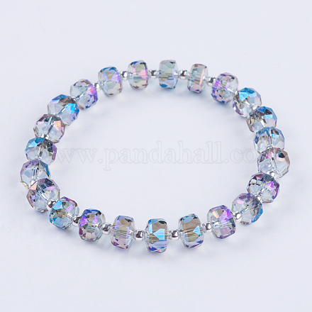Faceted Glass Stretch Bracelets BJEW-JB03644-04-1
