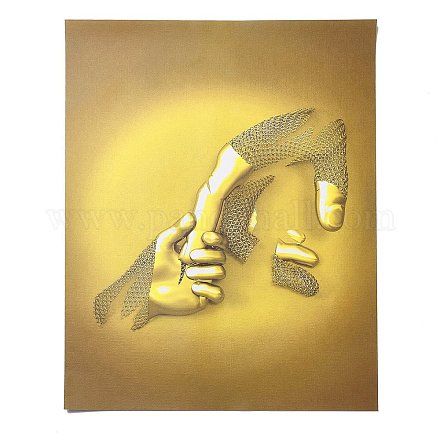 3D効果化学繊維油キャンバス吊り絵画  手を繋いでいるカップルの寝室の装飾  壁アートロマンチックなポスター印刷画像  リビングルーム用の抽象的な現代アートワーク  手のひら模様  400x300x3mm AJEW-C023-01B-02-1