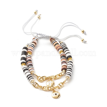 Ensemble de bracelets de perles tressées en argile polymère à disque faits à la main BJEW-JB07408-1