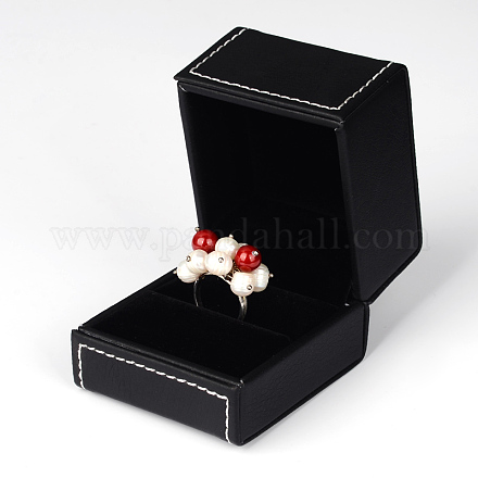 Rectangle Imitation Leather Ring Boxes LBOX-F001-04-1