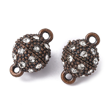 Alloy Rhinestone Magnetic Clasps with Loops RB-H116-2-R-1