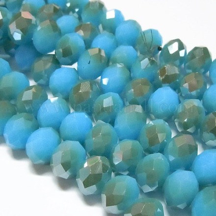 Electroplate Glass Faceted Rondelle Beads Strands EGLA-D020-8x5mm-38-1