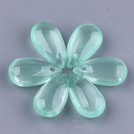 Transparent Spray Painted Glass Charms GLAA-S183-03B-1